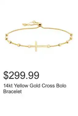 Costco 14kt Yellow Gold Cross Bolo Bracelet offer