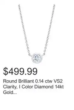 Costco Round Brilliant 0.14 ctw VS2 Clarity, I Color Diamond 14kt Gold Necklace offer