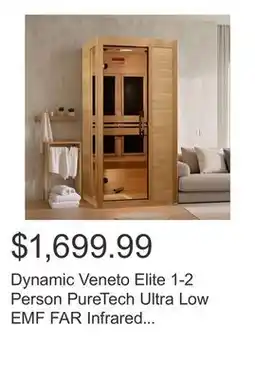 Costco Dynamic Veneto Elite 1-2 Person PureTech Ultra Low EMF FAR Infrared Sauna offer