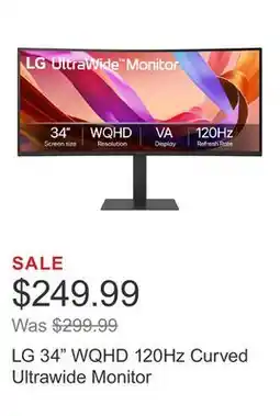 Costco LG 34 WQHD 120Hz Curved Ultrawide Monitor offer