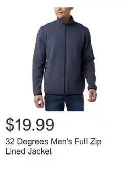 Costco 32 Degrees Men's Full Zip Lined Jacket offer