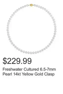 Costco Freshwater Cultured 6.5-7mm Pearl 14kt Yellow Gold Clasp offer