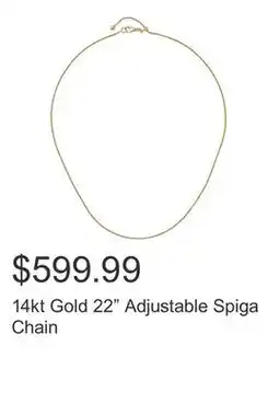 Costco 14kt Gold 22 Adjustable Spiga Chain offer