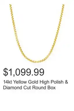 Costco 14kt Yellow Gold High Polish & Diamond Cut Round Box offer