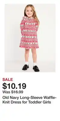 Old Navy Old Navy Long-Sleeve Waffle-Knit Dress for Toddler Girls offer