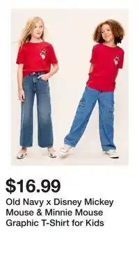 Old Navy Old Navy x Disney Mickey Mouse & Minnie Mouse Graphic T-Shirt for Kids offer