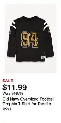 Old Navy Old Navy Oversized Football Graphic T-Shirt for Toddler Boys offer