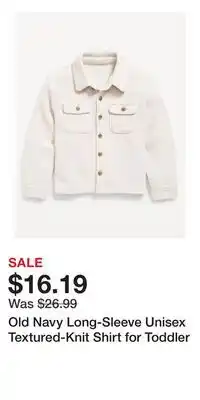 Old Navy Old Navy Long-Sleeve Unisex Textured-Knit Shirt for Toddler offer