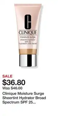 Ulta Beauty Clinique Moisture Surge Sheertint Hydrator Broad Spectrum SPF 25 Tinted Moisturizer offer