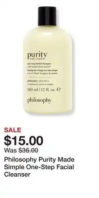 Ulta Beauty Philosophy Purity Made Simple One-Step Facial Cleanser offer