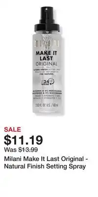 Ulta Beauty Milani Make It Last Original - Natural Finish Setting Spray offer