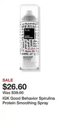 Ulta Beauty IGK Good Behavior Spirulina Protein Smoothing Spray offer
