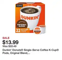 Office Depot Dunkin' Donuts Single-Serve Coffee K-Cup Pods, Original Blend, Carton Of 22 offer
