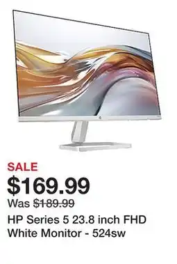 Office Depot HP Series 5 23.8 inch FHD White Monitor - 524sw offer