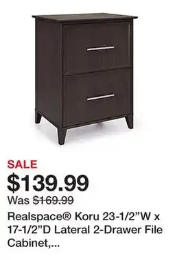 Office Depot Realspace Koru 23-1/2W x 17-1/2D Lateral 2-Drawer File Cabinet, Espresso Oak, BIFMA Compliant offer