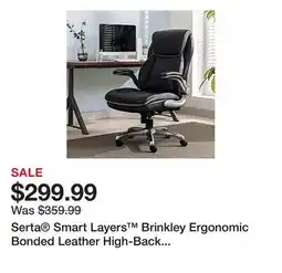 Office Depot Serta Smart Layers Brinkley Ergonomic Bonded Leather High-Back Executive Office Chair, Black/Silver offer