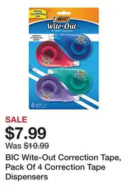 Office Depot BIC Wite-Out Correction Tape, Pack Of 4 Correction Tape Dispensers offer