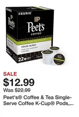 Office Depot Peet's Coffee & Tea Single-Serve Coffee K-Cup Pods, Decaffeinated, House Blend, Carton Of 22 offer