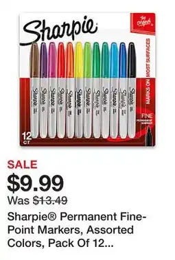 Office Depot Sharpie Permanent Fine-Point Markers, Assorted Colors, Pack Of 12 Markers offer