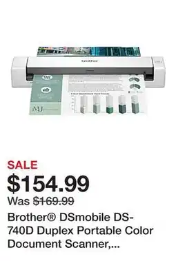 Office Depot Brother DSmobile DS-740D Duplex Portable Color Document Scanner, 1.8H x 11.9W x 2.5D offer