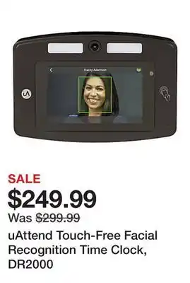 Office Depot uAttend Touch-Free Facial Recognition Time Clock, DR2000 offer