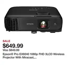 Office Depot Epson Pro EX9240 1080p FHD 3LCD Wireless Projector With Miracast, V11H978020 offer