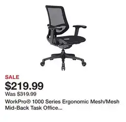 Office Depot WorkPro 1000 Series Ergonomic Mesh/Mesh Mid-Back Task Office Chair, Black/Black, BIFMA Compliant offer