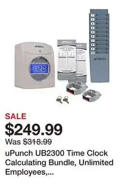 Office Depot uPunch UB2300 Time Clock Calculating Bundle, Unlimited Employees, 10H x 11W x 12D, Gray offer