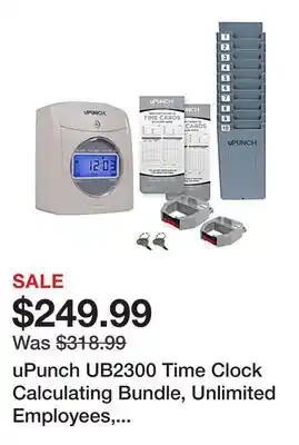 Office Depot uPunch UB2300 Time Clock Calculating Bundle, Unlimited Employees, 10H x 11W x 12D, Gray offer