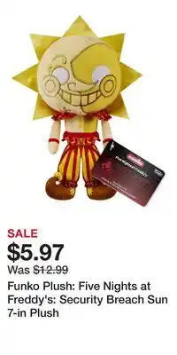 Game Stop Funko Plush: Five Nights at Freddy's: Security Breach Sun 7-in Plush offer