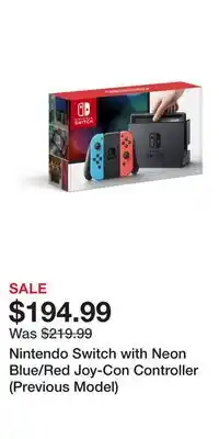 Game Stop Nintendo Switch with Neon Blue/Red Joy-Con Controller (Previous Model) offer