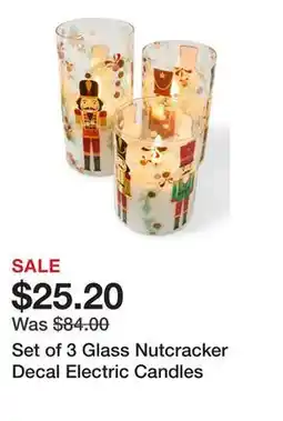Belk Set of 3 Glass Nutcracker Decal Electric Candles offer