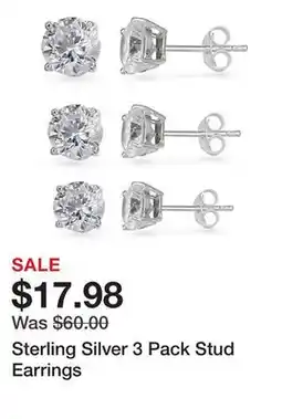 Belk Sterling Silver 3 Pack Stud Earrings offer