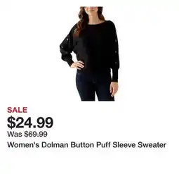 Belk Women's Dolman Button Puff Sleeve Sweater offer