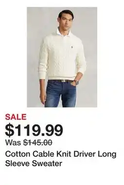 Belk Cotton Cable Knit Driver Long Sleeve Sweater offer
