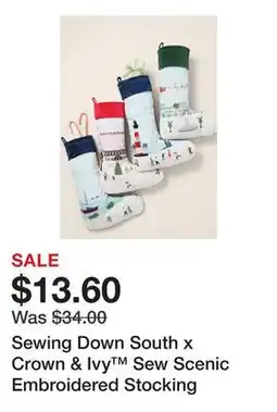 Belk Sewing Down South x Crown & Ivy Sew Scenic Embroidered Stocking offer