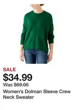 Belk Women's Dolman Sleeve Crew Neck Sweater offer