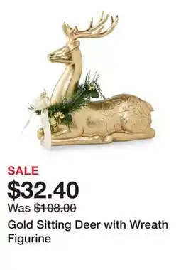 Belk Gold Sitting Deer with Wreath Figurine offer