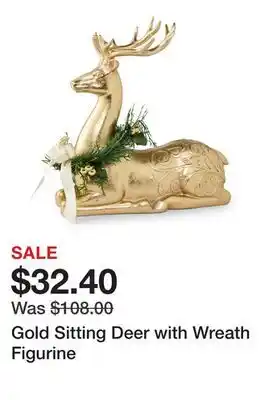Belk Gold Sitting Deer with Wreath Figurine offer