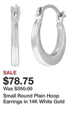 Belk Small Round Plain Hoop Earrings in 14K White Gold offer