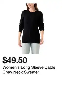 Belk Women's Long Sleeve Cable Crew Neck Sweater offer
