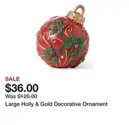Belk Large Holly & Gold Decorative Ornament offer
