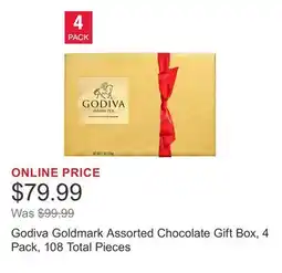Costco Godiva Goldmark Assorted Chocolate Gift Box, 4 Pack, 108 Total Pieces offer
