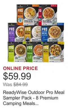 Costco ReadyWise Outdoor Pro Meal Sampler Pack - 8 Premium Camping Meals (2 Servings Per Pouch) offer