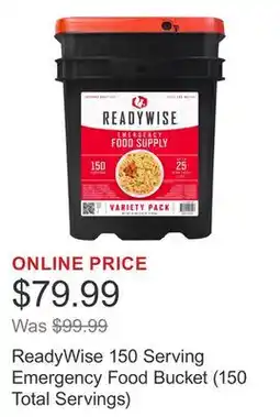 Costco ReadyWise 150 Serving Emergency Food Bucket (150 Total Servings) offer