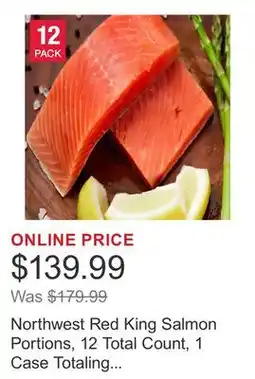 Costco Northwest Red King Salmon Portions, 12 Total Count, 1 Case Totaling 6 Lbs offer