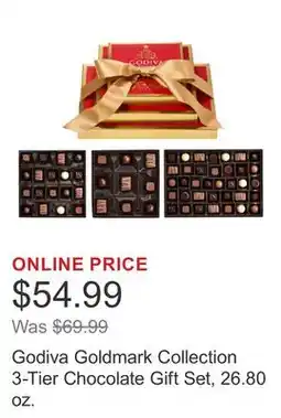 Costco Godiva Goldmark Collection 3-Tier Chocolate Gift Set, 26.80 oz offer