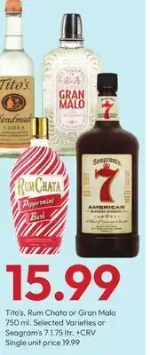 Stater Bros Tito's, Rum Chata or Gran Malo offer