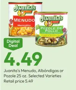 Stater Bros Juanita's Menudo, Albóndigas or Pozole offer