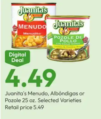 Stater Bros Juanita's Menudo, Albóndigas or Pozole offer